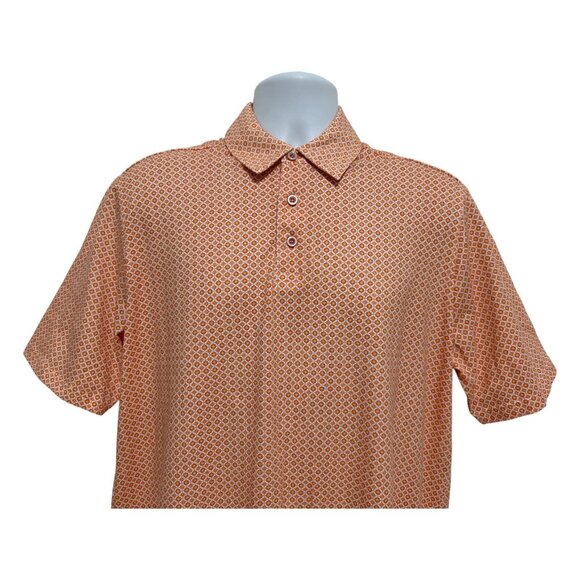Johnston & Murphy Mens Orange Print Short Sleeve Polo Shirt Size XL Pima Cotton - Picture 4 of 11